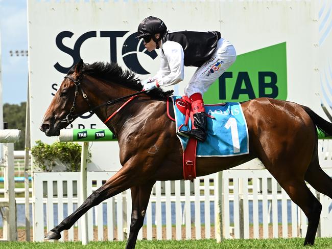 Tony Gollan-trained filly La Bella Boom surges into Gold Coast Magic Millions 2YO Classic contention with a strong win on the Sunshine Coast. Picture: Grant Peters / Trackside Photography