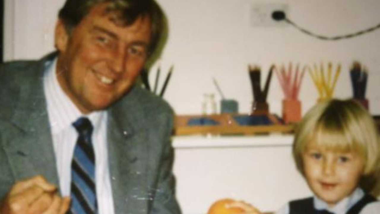 Ms Singleton-Hawach is pictured as a child with her father John.