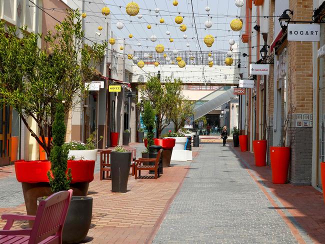 The central coastal city of Hadera shows closed shops and empty streets after Israel shut down most place. Picture: AFP