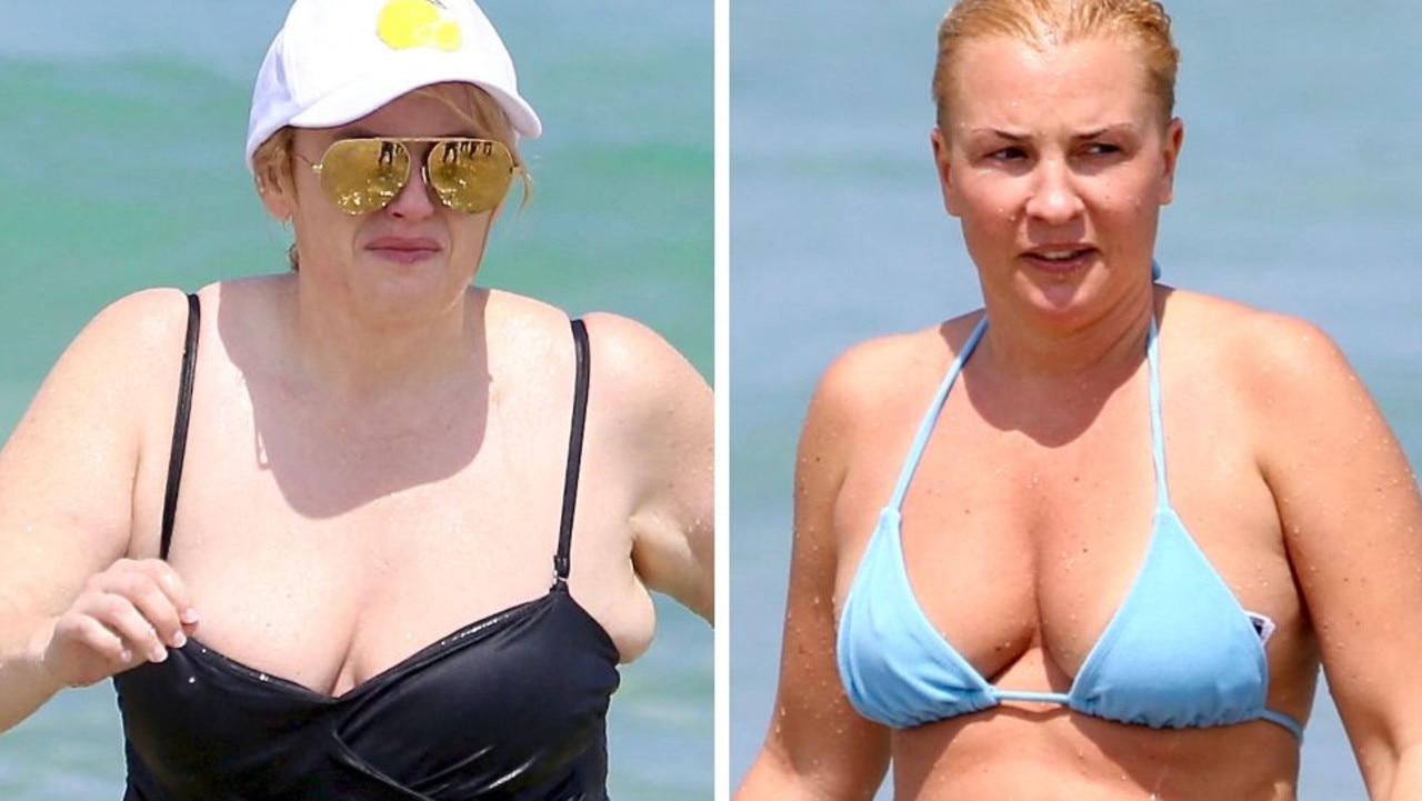 Rebel Wilson swims at Bondi Beach