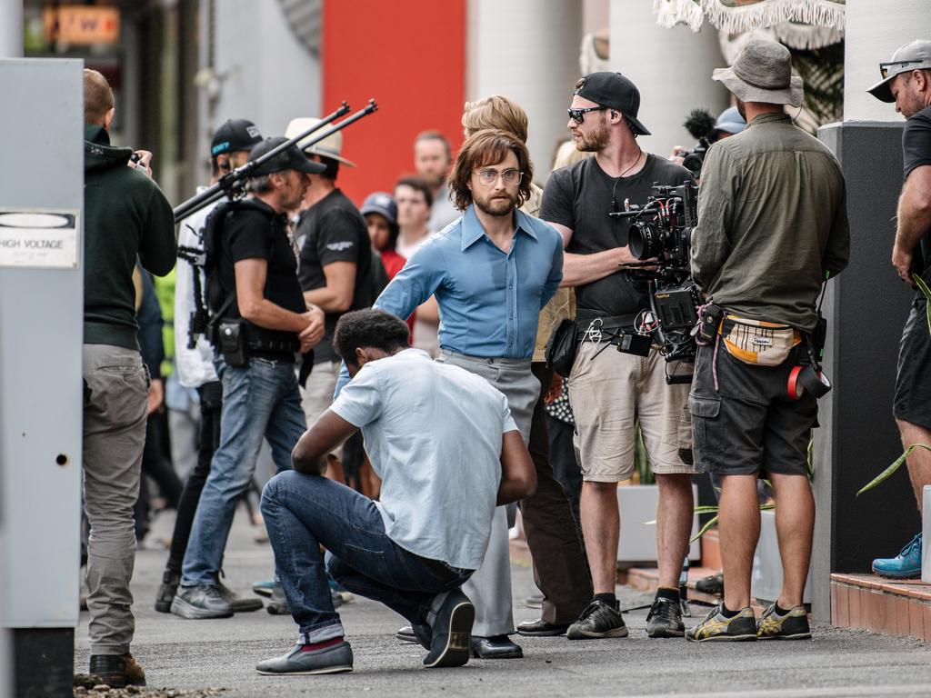 Daniel Radcliffe on set during the filming of “Escape from Pretoria” in Pirie St, Adelaide. Picture: Morgan Sette/The Advertiser