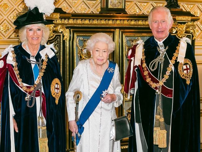 Queen Elizabeth pictured with Charles and Camilla ahead of the Order of the Garter ceremony at Windsor Castle. The Queen pictured with Charles and Camilla ahead of the Order of the Garter ceremony at Windsor Castle. Twitter:The Royal Family