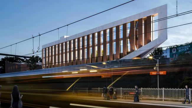 A concept image of the proposed development, as seen from Meadowbank Station.