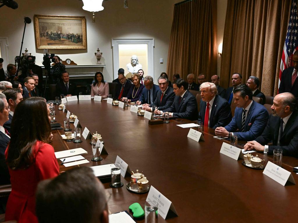 US President Donald Trump speaks during the first cabinet meeting of his second term at the White House in Washington, DC, on February 26, 2025. Picture: AFP