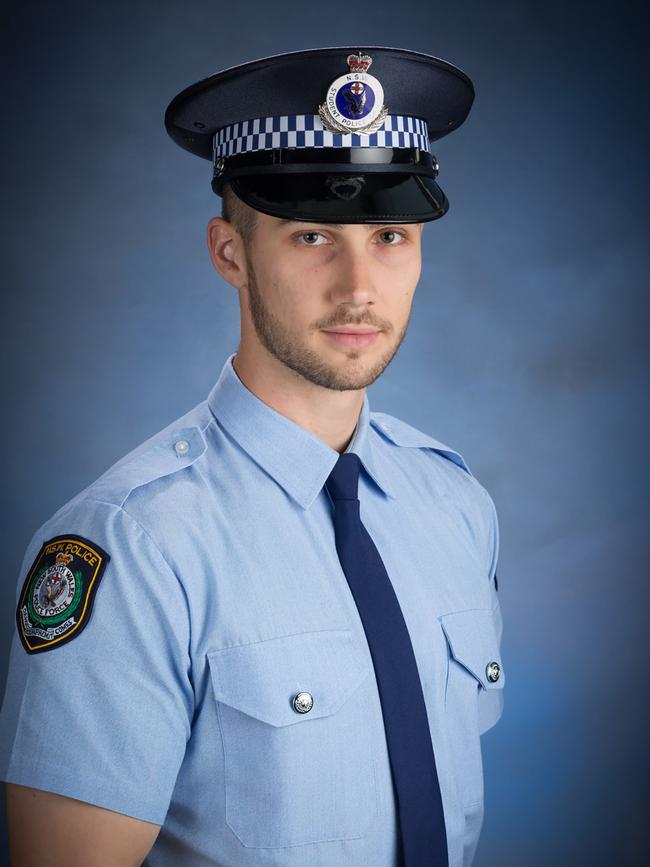 Seriously injured officer Constable Jacob Vella. Picture: AAP/NSW Police