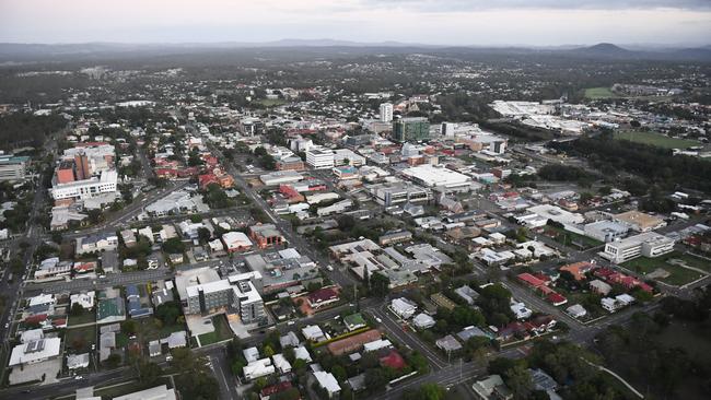 An aerial view of the Ipswich CBD.