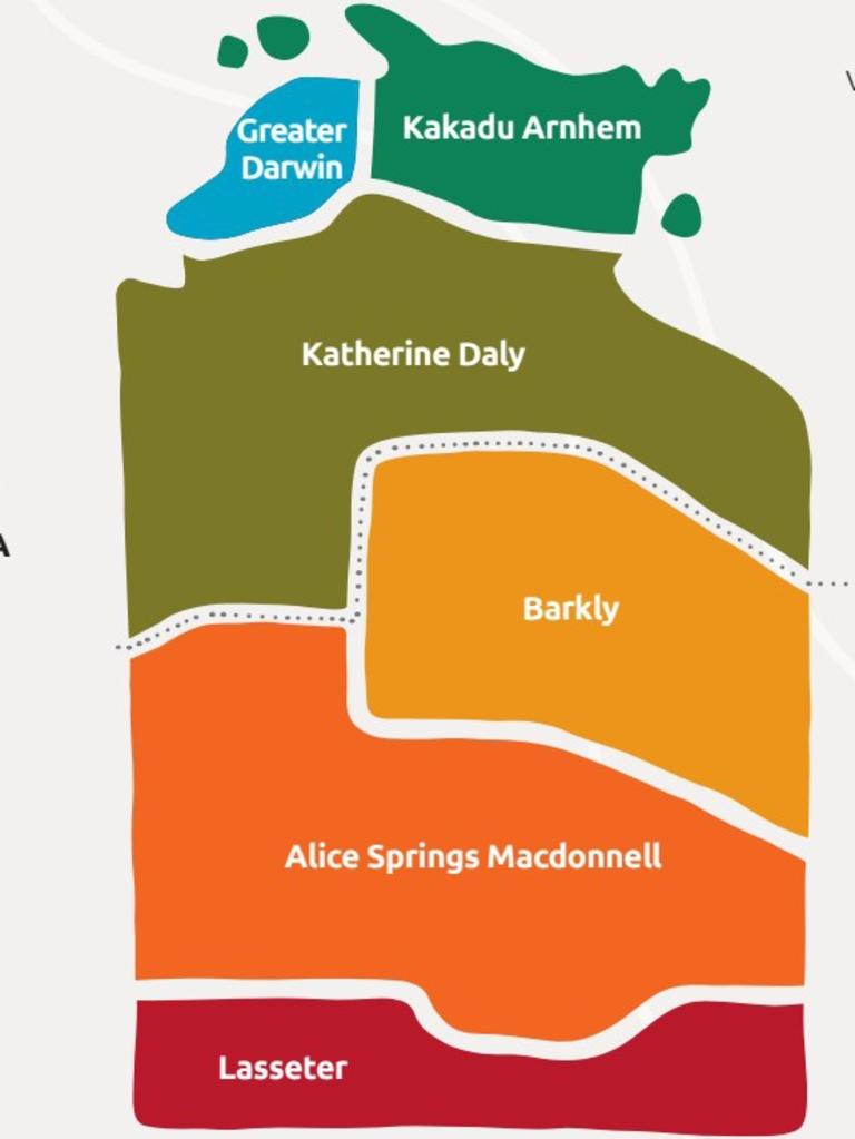 Tourism regions. Graphic: NT Government