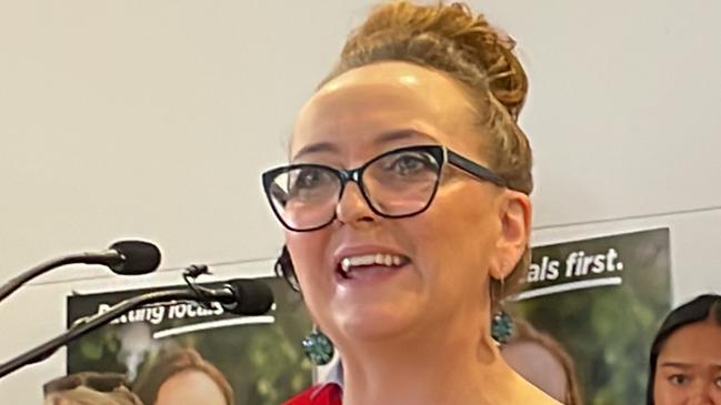 Labor’s Aston by-election candidate Mary Doyle speaks at her campaign launch in Boronia on Saturday, March 4, 2023. Picture: Kiel Egging.