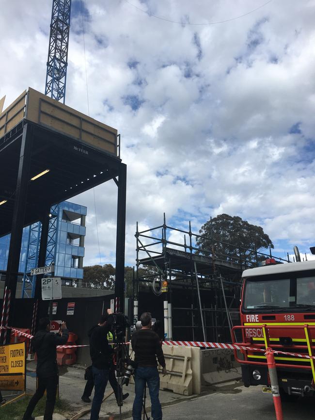 The incident happened at a Box Hill construction site. Picture: Ryan Tennison