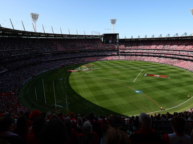 MELBOURNE, AUSTRALIA - SEPTEMBER 28: A general view of the MCG as teams line up ahead of the AFL Grand Final match between Sydney Swans and Brisbane Lions at Melbourne Cricket Ground, on September 28, 2024, in Melbourne, Australia. (Photo by Morgan Hancock/AFL Photos/via Getty Images)