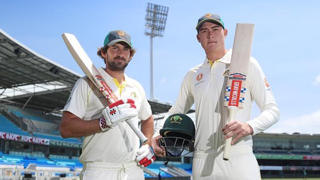 Matt Renshaw (R) goes in to bat for his opening rival Joe Burns (L). Picture: Luke Bowden