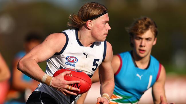 MELBOURNE, AUSTRALIA - JULY 09: Harley Reid of Vic Country in action during the 2023 AFL National Championships match between Vic Country and the Allies at RSEA Park on July 09, 2023 in Melbourne, Australia. (Photo by Graham Denholm/AFL Photos via Getty Images)