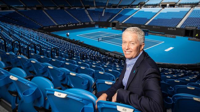 Tennis Australia CEO Craig Tiley earns about $3.6m annually. He is seen above at the Rod Laver Arena in Melbourne before the 2023 Australian Open. Picture: Mark Stewart