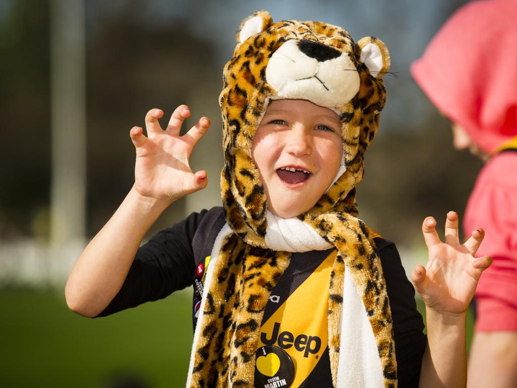 Holly Ridewood, pictured here as a six-year-old ahead of a Richmond-Carlton final, went one pick after the club she grew up supporting made its pick.