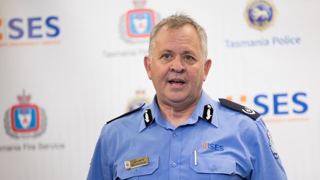 Hobart Tasmania Weather Update on Sunday 22nd October 2023. Assistant Director of Operations with SES, Leon Smith talks to media about the weather event on Saturday evening. Picture: Linda Higginson