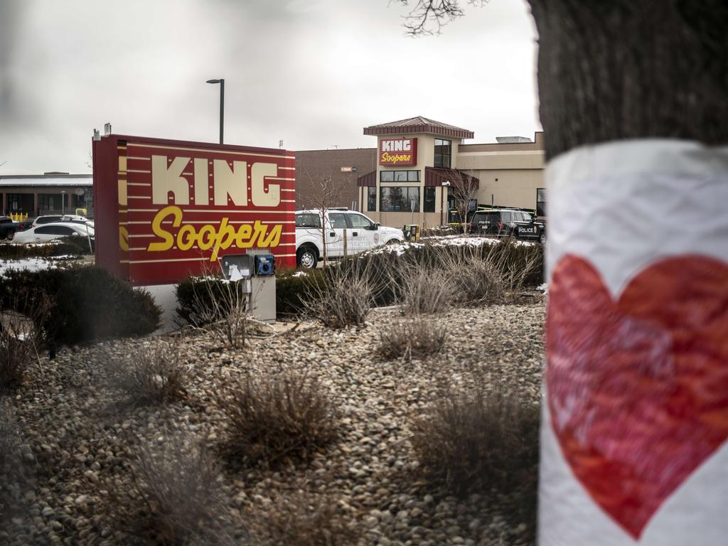 The exterior of King Soopers grocery store is seen the morning after a gunman opened fire. Picture: Chet Strange/Getty Images