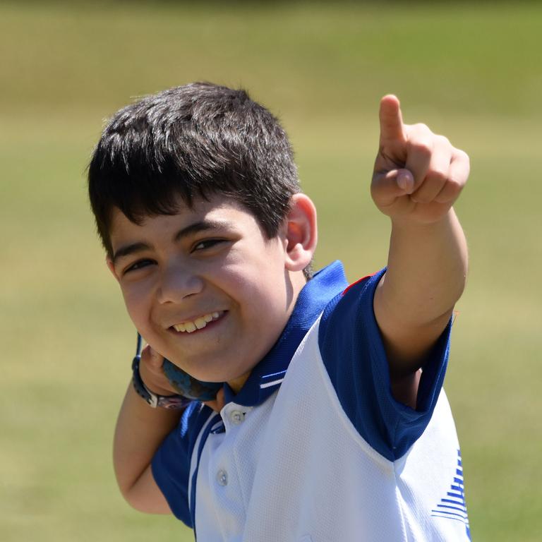 Lincoln Mehta in action at the Mudgeeraba little athletics competition. (Photo/Steve Holland)