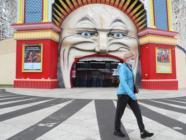 MELBOURNE, AUSTRALIA - NewsWire Photos, AUGUST 18, 2021. St Kilda has become a COVID hot spot during the latest COVID lockdown in Melbourne. Luna Park in St Kilda. NCA NewsWire / David Crosling