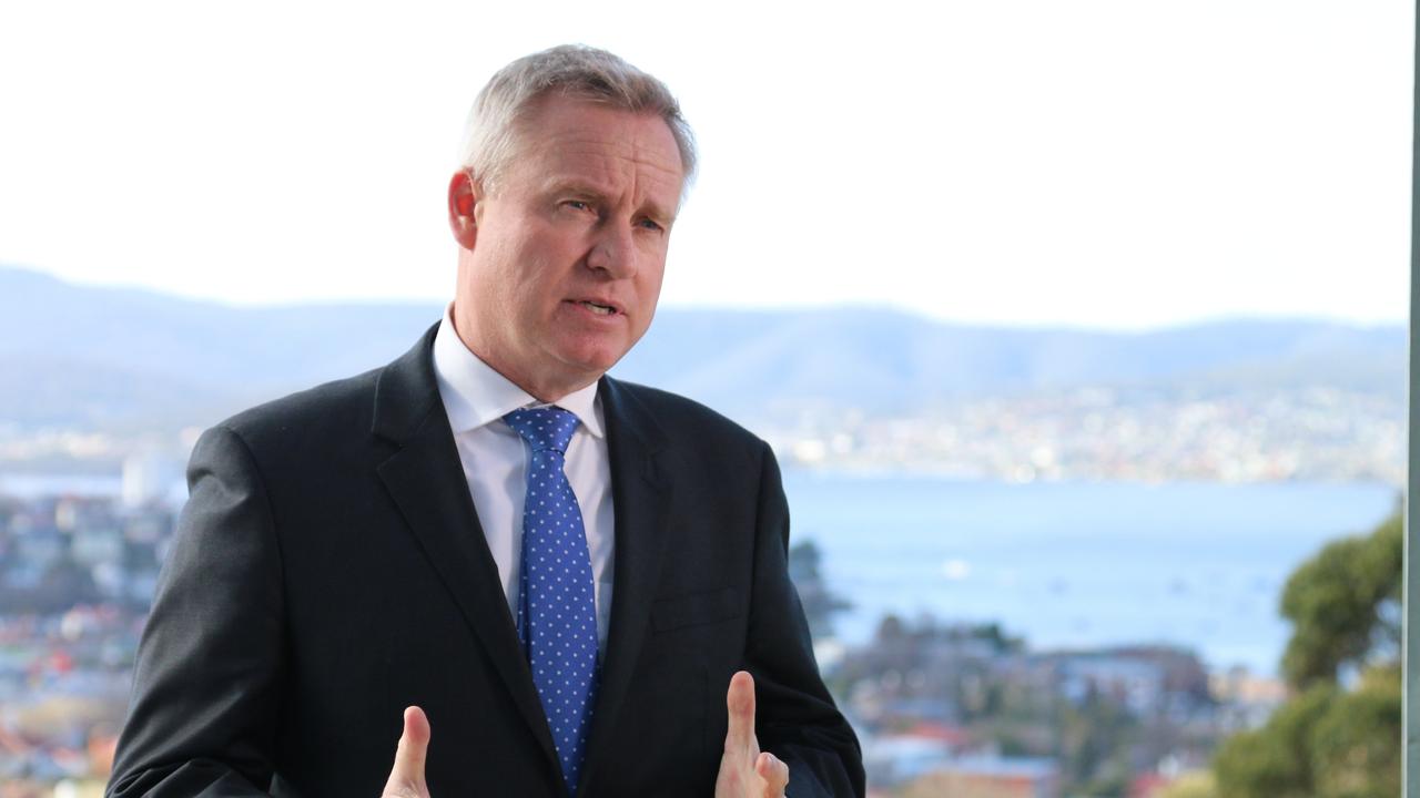 Premier Jeremy Rockliff speaks to the media at the University of Tasmania's Sandy Bay campus on Tuesday, August 23, 2022.