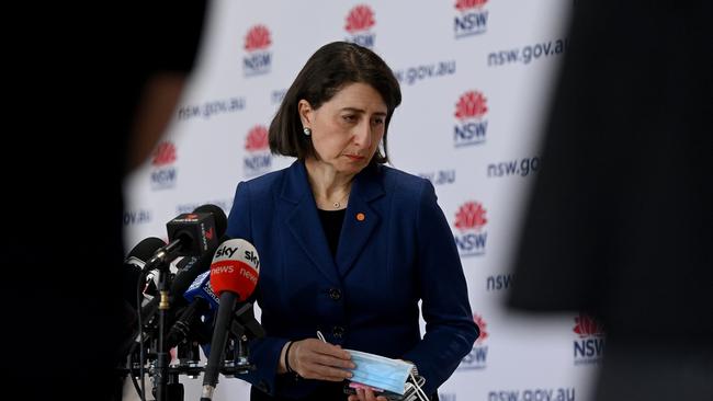 Premier Gladys Berejiklian at a Covid-19 news conference in Sydney. Picture: NCA NewsWire/Bianca De Marchi.