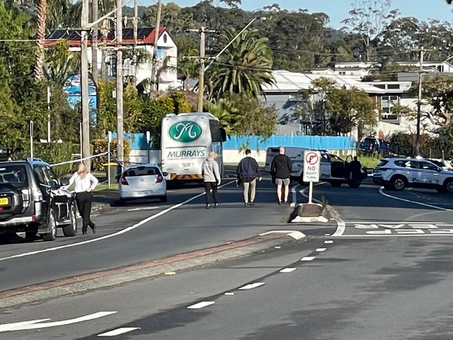 Police on the scene of a shooting in Terrigal.