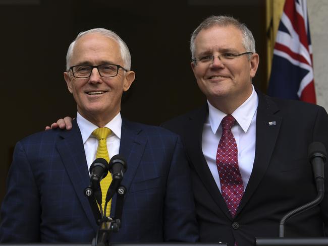 Scott Morrison said he remained loyal to Mr Turnbull despite reports MPs Ben Morton and Alex Hawke were openly doing the numbers for the Treasurer. Picture: AAP Image/Lukas Coch