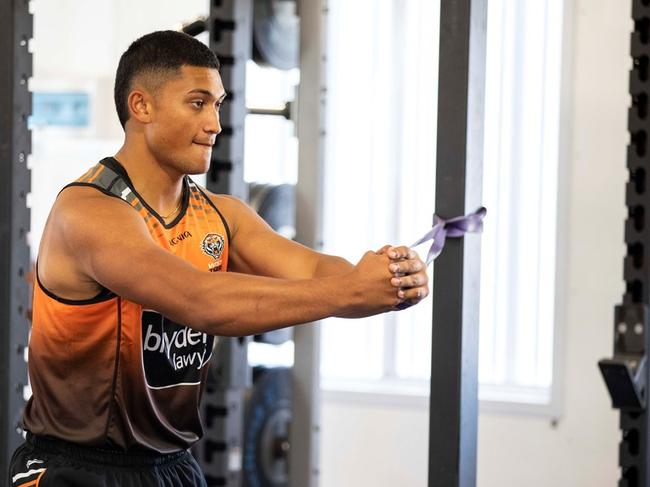 Former Wests Tigers player Iverson Fuatimau training. Picture: Wests Tigers