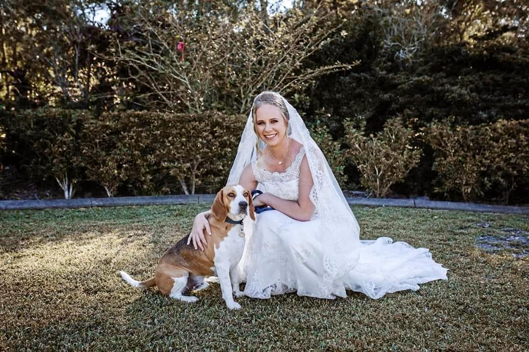 Toby and I on my wedding day. Picture: Lisa Burley