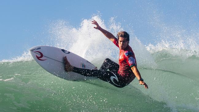 Young surfer Morgan Cibilic at the Newcastle Cup. he will face his mate in the quarters. Pic: WSL
