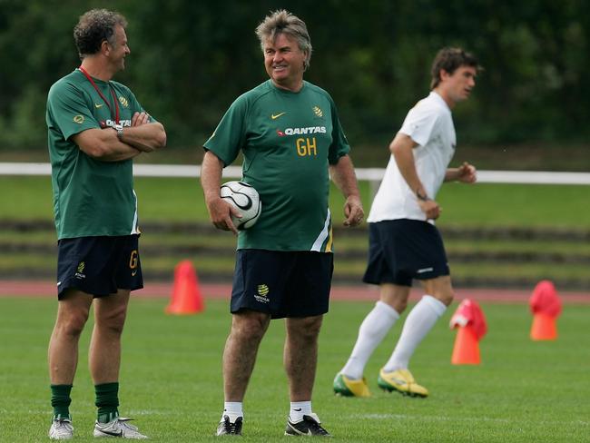 Arnold and Hiddink (R) share fond memories and wonderful stories from that 2006 campaign. Picture: Robert Cianflone/Getty Images