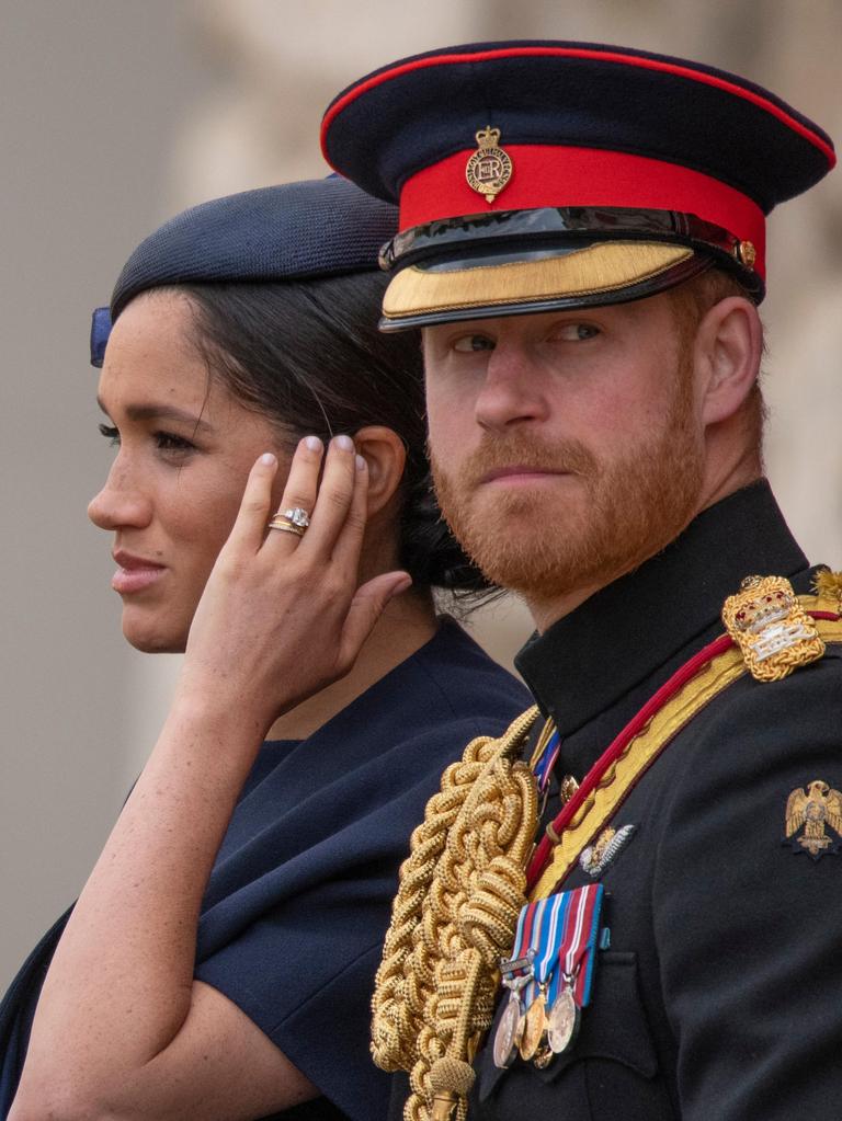 Meghan gave royal watchers a brief flash of the changed ring. Picture: Malcolm Park/Alamy Live News.