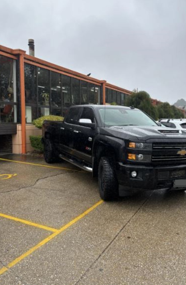 A Silverado blocking a disabled spot at Mill Markets. Picture: Reddit