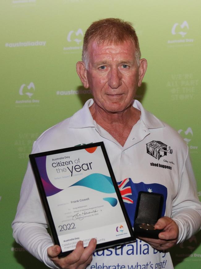 Frank Cowell, from Shed Happens, won 2022 Citizen of the Year at Mackay Regional Council's 2022 Australia Day awards.