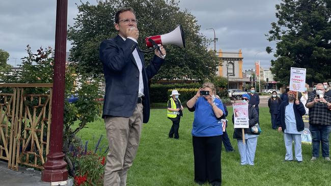 Labor candidate, Greg Baines, who was running for Hume, attended the Goulburn Nurses and Midwives Strike earlier this year.