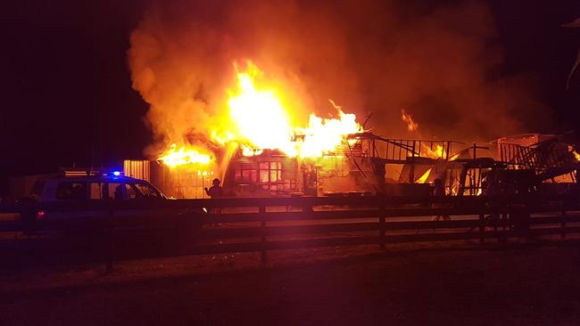 A suspicious fire destroyed the Nangwarry Saints' clubrooms fire near Mt Gambier in the state's southeast, causing around $500,000 damage. Picture: Steven Rice