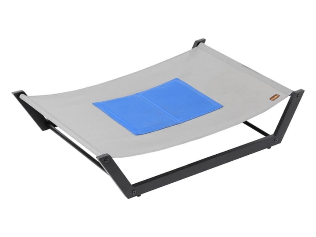 Charlie’s Pet Elevated Trampoline Pet Bed With Gel Cooling Mat Steel Frame And Mat Grey, Pet Circle.