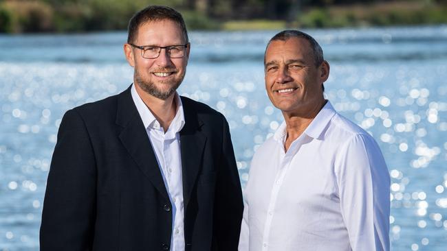 The cave divers who led the rescue of the boys from the Thai cave, Richard Harris (left) and Craig Challen (right). Picture: James Elsby