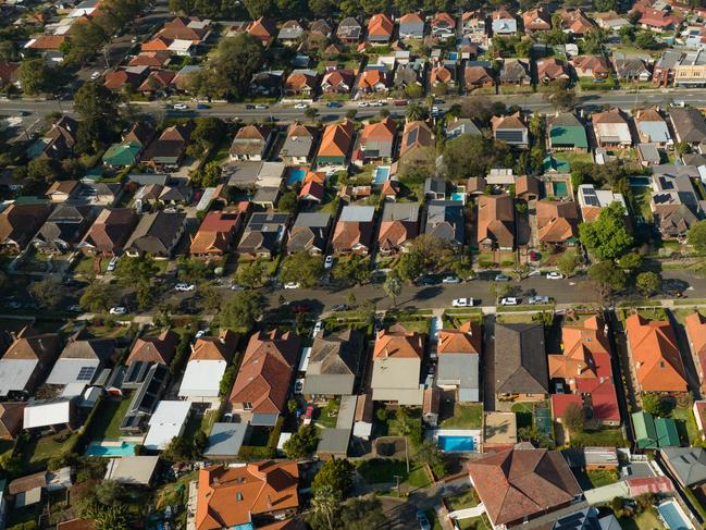 SYDNEY, AUSTRALIA - NewsWire Photos SEPTEMBER 14 2023. Generic housing & real estate house generics. Pic shows aerial view of suburban rooftops in Summer Hill, taken by drone. Picture: NCA NewsWire / Max Mason-Hubers