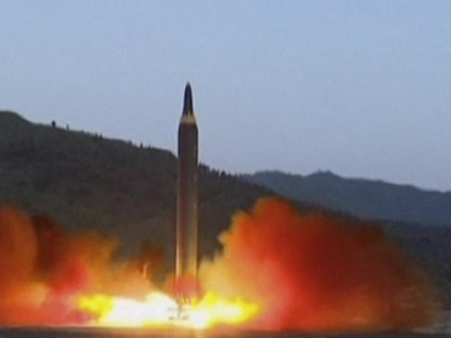 The Hwasong-12 missile is launched from an undisclosed location in North Korea last May. Picture: KRT/AP