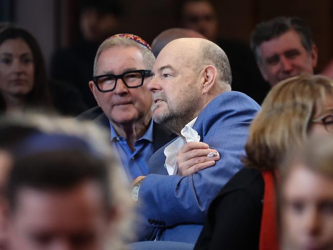 Herald Sun chief football writer Mark Robinson and billionaire businessman David Smorgon. Picture: Ian Currie