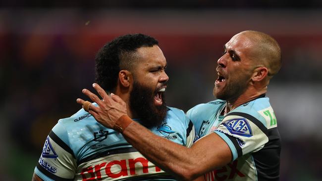 The Sharks have ended the Storm’s 14-game win streak at home, in a thrilling top of the table clash. Picture: Getty Images