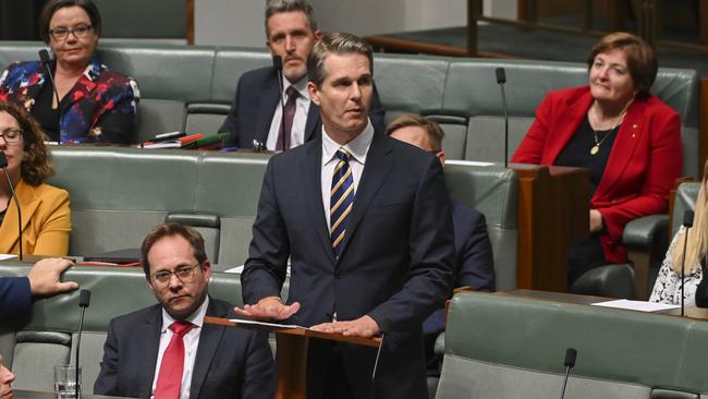 Andrew Charlton MP delivers his maiden speech at Parliament House in Canberra. Picture: NCA NewsWire/Martin Ollman