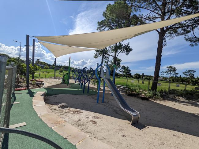 New equipment at the fenced-off playground. Picture: Keith Woods.