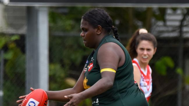 Kaitlyn Armstrong continues to prove herself the best forward in the NT with a successful season at Alkamilya. Picture: Tymunna Clements / AFLNT Media.