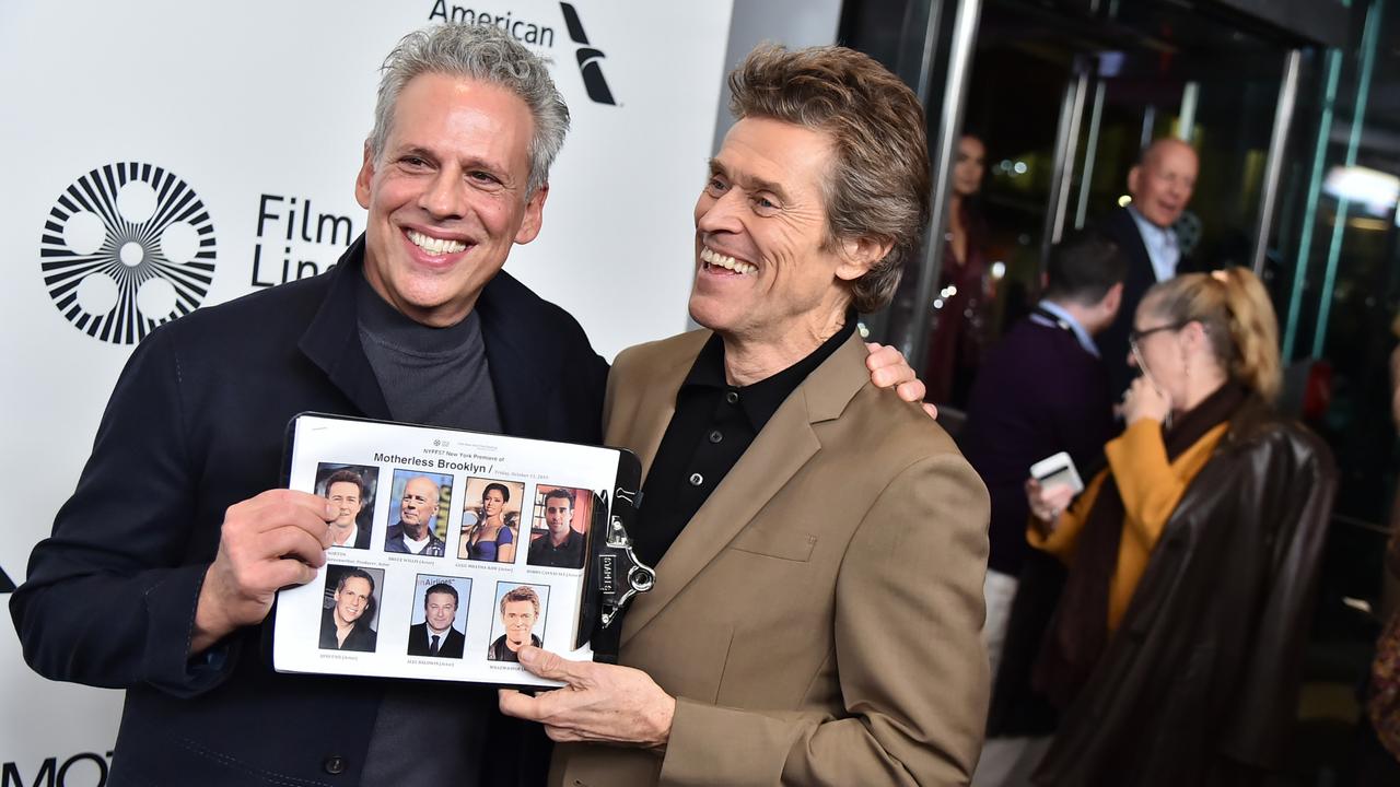 Josh Pais and Willem Dafoe attend the "Motherless Brooklyn" Arrivals during the 57th New York Film Festival. Picture: Theo Wargo/Getty Images