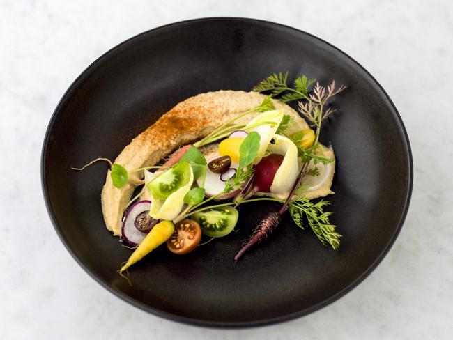 Love Fish Hand’s harvested sea urchin taramasalata + pickled baby winter vegetables.