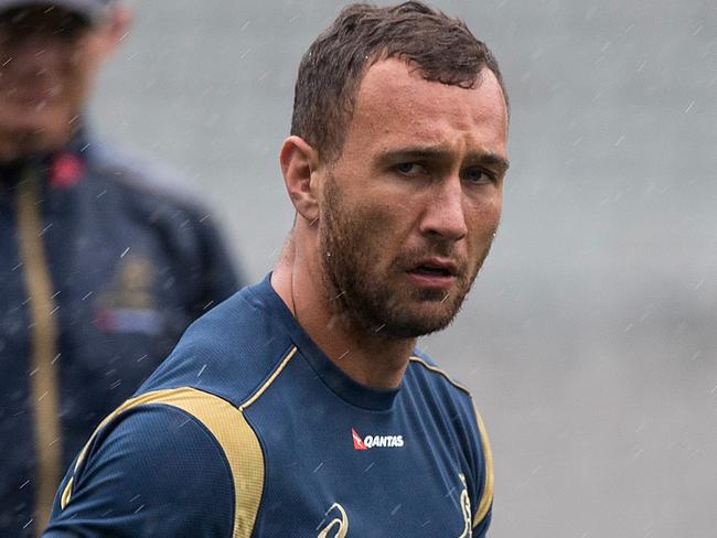 Australian playmaker Quade Cooper during the Captain's Run training session ahead of the Bledisloe Cup International Rugby Test Match at Eden Park, Auckland, New Zealand, Friday, Aug. 14, 2015. (AAP Image/ David Rowland) NO ARCHIVING