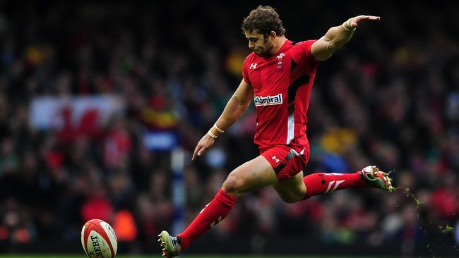 Leigh Halfpenny of Wales kicks a penalty at Millennium Stadium.