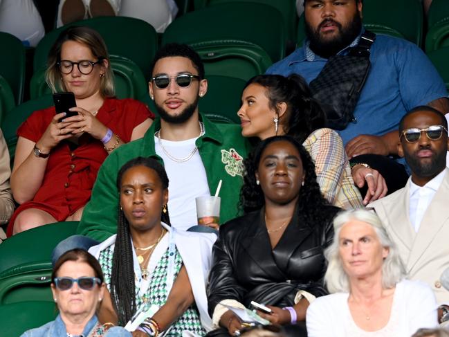 Ben Simmons and Maya Jama attend Wimbledon Championships Tennis Tournament at All England Lawn Tennis and Croquet Club on July 05, 2021 in London, England. (Photo by Karwai Tang/WireImage)