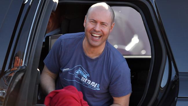 Getting fit for purpose: Josh Frydenberg arrives to participate in a Mother’s Day fun run in Canberra on Sunday. Picture: Getty Images